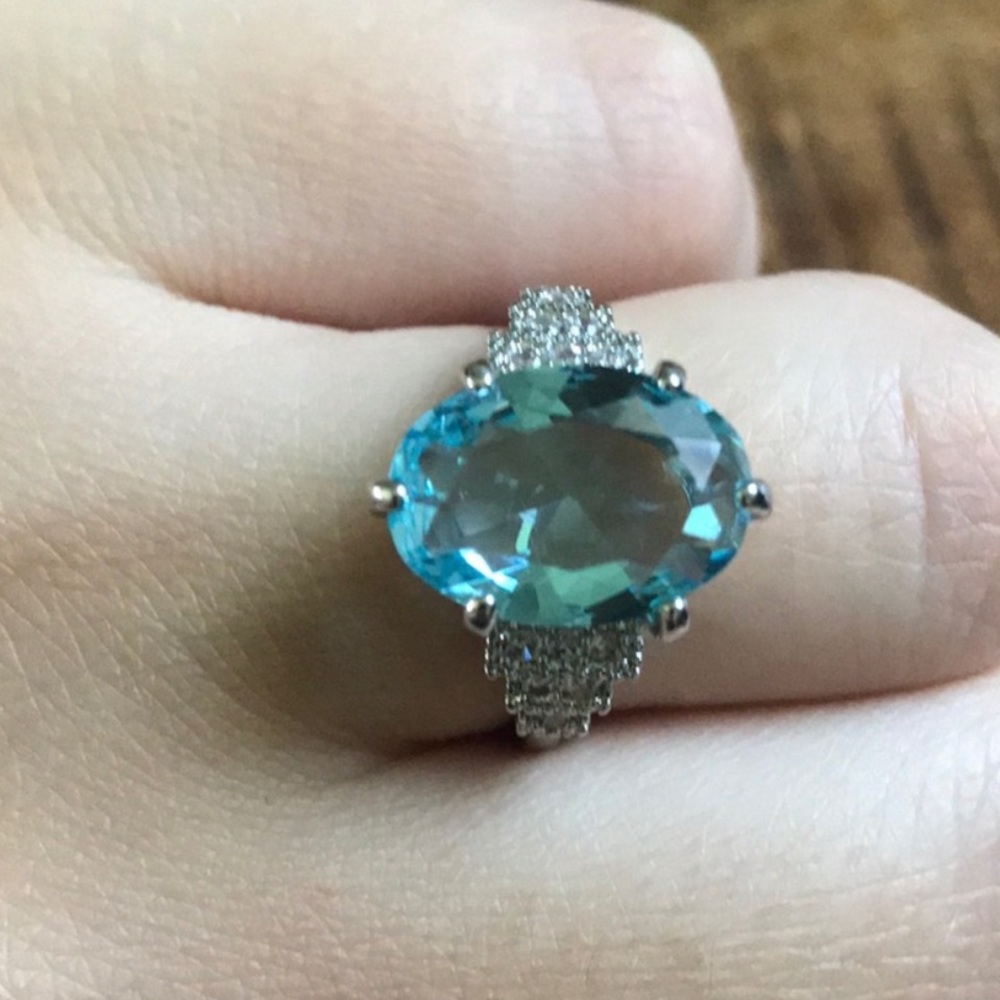 New 925 Sterling Silver Aquamarine Ring - Picture 5 of 7